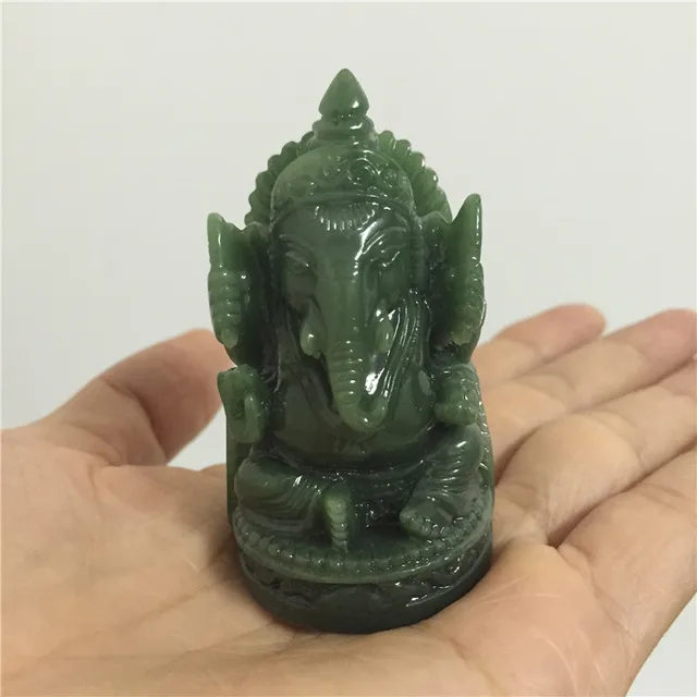 Statue de bouddha Ganesha, Sculpture d'éléphant et de dieu, Figurine Ganesh, pierre de Jade artificielle, accessoires de décoration de jardin pour la maison 6