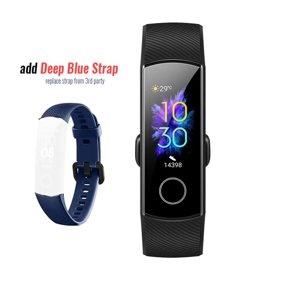 Умный Браслет huawei Honor Band 5, Оксиметр, NFC, волшебный цветной сенсорный экран, для плавания, для обнаружения сердечного ритма, сна, сна - Цвет: without NFC