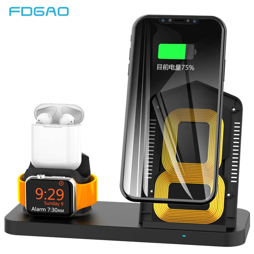 

FDGAO Fast Qi Wireless Charger for Apple Watch Series 4 3 2 USB Magnetic Quick Charging For iPhone XS Max XR X 8 Samsung S9 S8