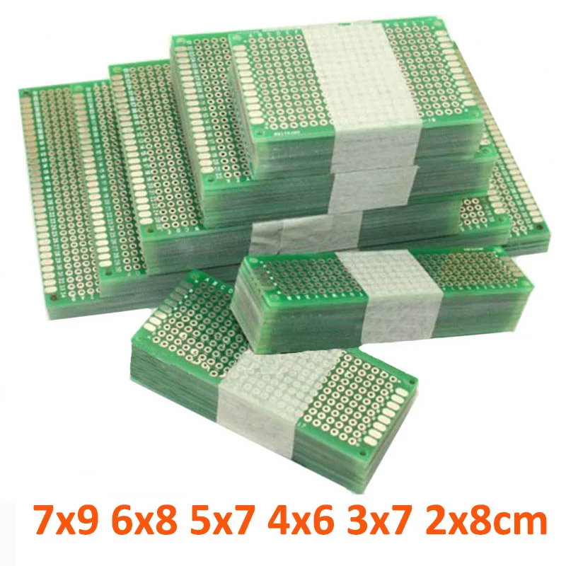 12 шт./лот 7x9 6x8 5x7 4x6 3x7 2x8 см двухсторонний прототип Diy универсальная печатная плата печатной платы для Arduino