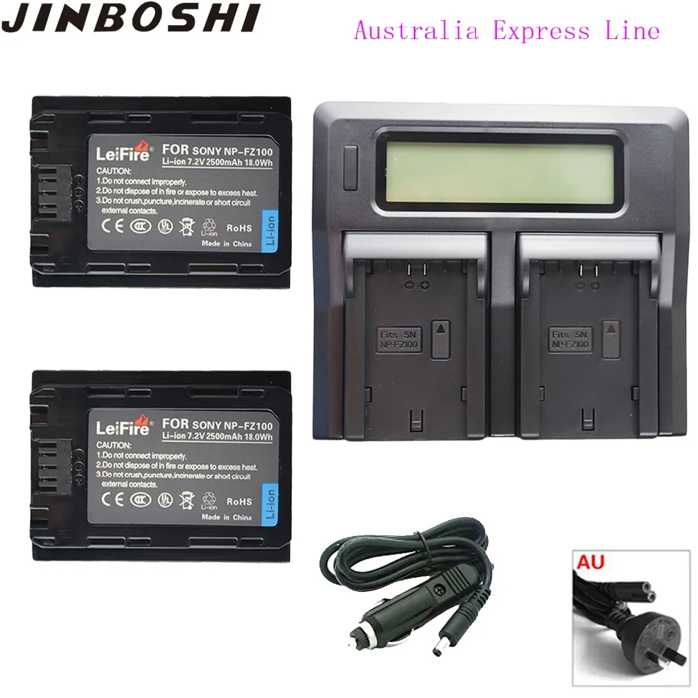 

2pcs 2500mAh NP FZ100 NP-FZ100 Camera Battery+LCD Dual Charger for Sony BC-QZ1,Sony a9,ILCE-9,a7R III,a7 III bateria for AU