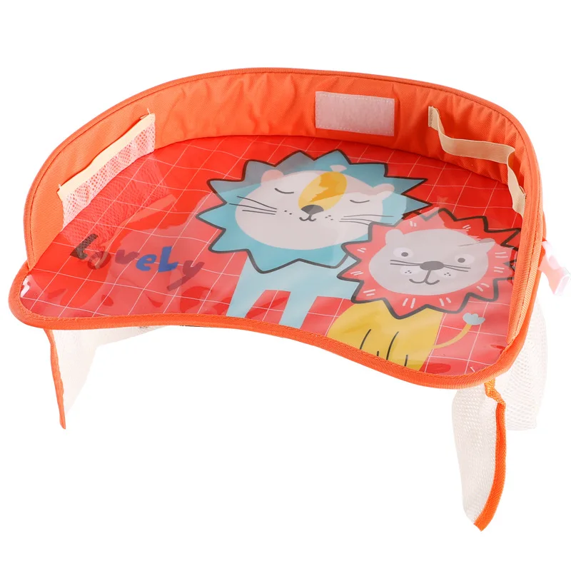 Многофункциональный мультяшный автомобильный безопасный поднос для сиденья, водонепроницаемый держатель для коляски, детская игрушка, еда, стол для напитков, портативное автомобильное детское сиденье - Название цвета: Оранжевый