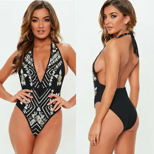 

2019 Women Sexy Diamond Flower Bikini Set Push-up Bra One-piece Swimwear Triangle Bather Swimming Suit Monokini Summer New