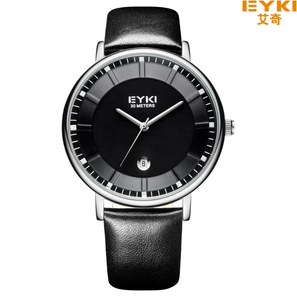 

EYKI original brand watches for men leather strap fashion casual men's watch with date waterproof quartz-watch relojes hombre