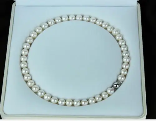 

Free shipping 001178 HUGE 18"10-11MM SOUTH SEA GENUINE PERFECT ROUND AAA WHITE PEARL NECKLACE 14