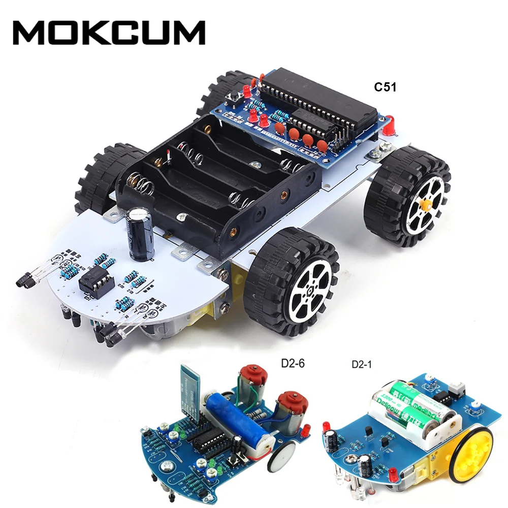 

D2-1 D2-6 C51 DIY Kit Intelligent Tracking Line Smart Car Suite Kit 51 MCU Electronic Patrol Automobile Parts DIY Tracking Car