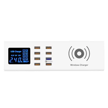

VOBERRY LCD Fast Wireless Charger USB Charger 8-Port Desktop Charger Charging Station Wireless Charger EU/US /UK Plug
