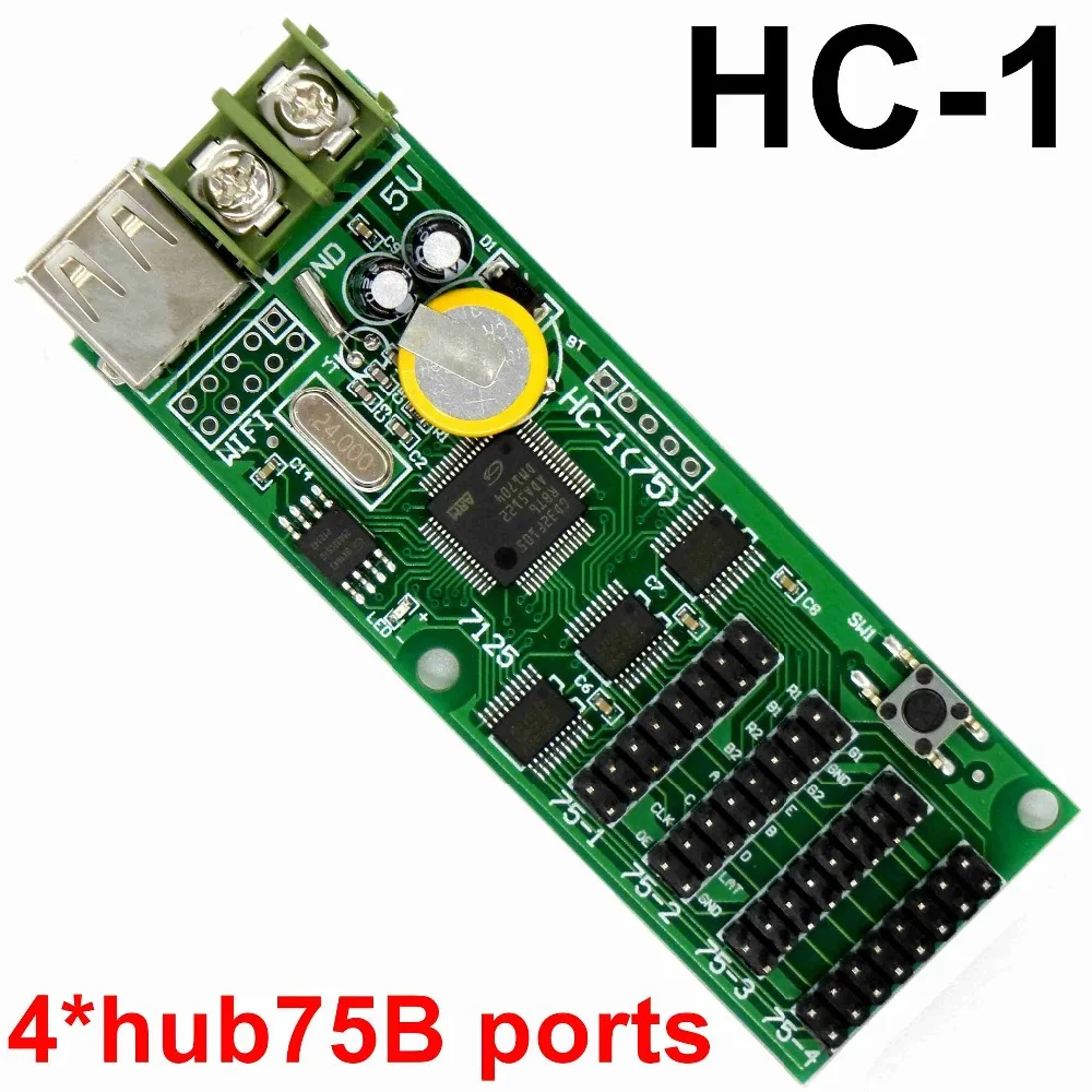 

HC-1 USB Port full color LED control card U-disk asynchronous led controller 4*hub75b support p3,p4,p5,p6,p8,p10 display module