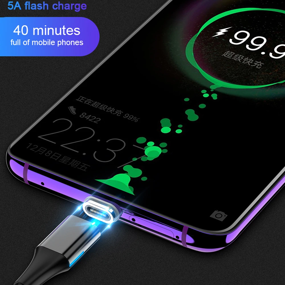 5А магнитное быстрое зарядное устройство type C кабель для передачи данных для huawei P30 Pro samsung S9 S10 E Xiaomi Mi 9 type-C Быстрая зарядка 1 м