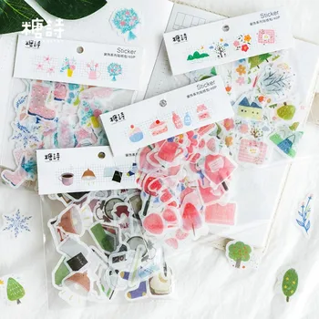 

40 pcs/bag Colorful flowers plant washi paper sticker diy scrapbooking diary gift card decoration sticker children's stationery