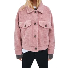 Теплое зимнее пальто из искусственного меха, женская модная уличная одежда, большое пальто больших размеров, женская розовая Повседневная осенняя куртка-бомбер, пальто, верхняя одежда