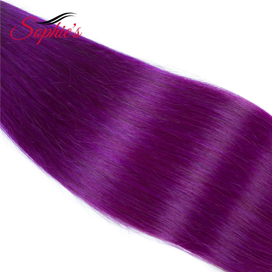 Sophie's Pre-colored Ombre Hair Bundles Weaves #T1B/Purple Color 4 Bundles Human Non-Remy Straight Brazilian Hair Extensions Sophie's Pre-colored Ombre Hair Bundles Weaves #T1B/Purple Color 4 Bundles Human Non-Remy Straight Brazilian Hair Extensions
