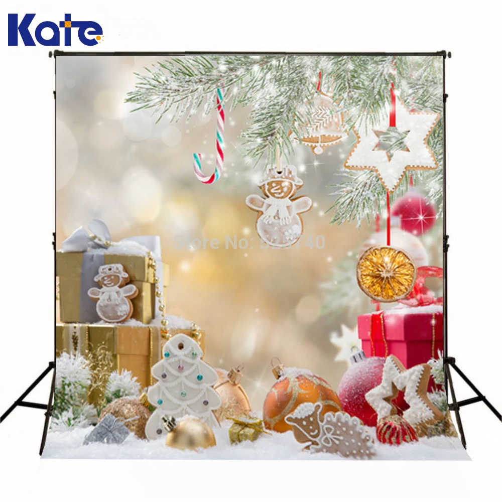 

Kate Yellow Frozen Photography Backdrop Christmas SnowGifts Gingerbread Decoration Photography Background Fond Photographie