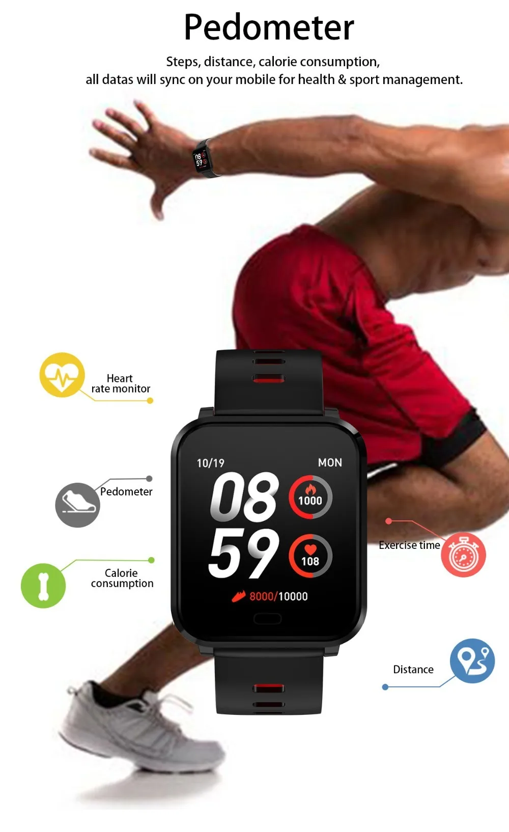 K10 Смарт-часы спортивные Ip68 Водонепроницаемые браслеты пульсометр кровяное давление фитнес-трекер часы Смарт-браслет для Mi Band 3