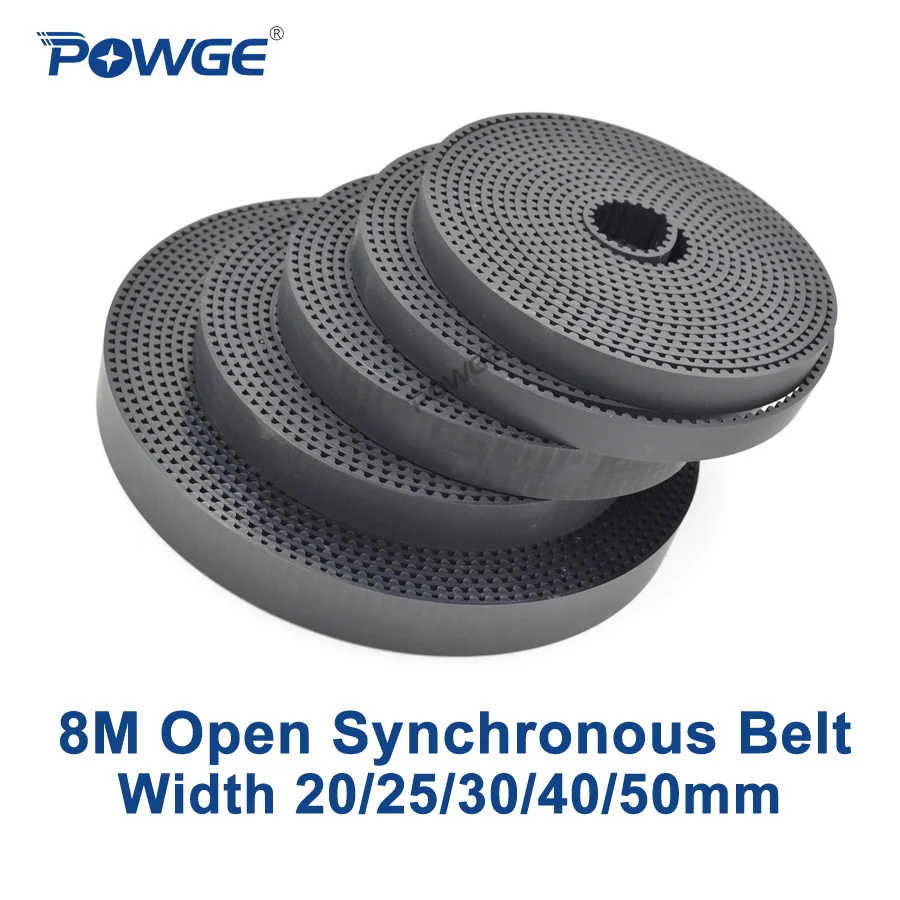 POWGE PU Black HTD 8M Open Timing belt Width 20/25/30/40/50mm Polyurethane  steel Arc Tooth 8M-30mm HTD8M Synchronous Belt pulley - AliExpress Home  Improvement