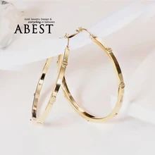 Diseño Simple de Gran Círculo Pendientes Del Aro de Las Mujeres de Bohemia Fiesta Nupcial Joyería 925 Sterling Silver Rose Oro Amarillo Pendientes Brincos