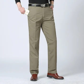 

NEW pants men 2018 Mens Casual Pants Stretch male trousers man long Straight Business Solid plus size pant suit pants