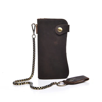 

Vintage Genuine Leather Real Cowhide Crazy Horse Men's Long Wallet Wallets Purse Credit Card Holders For Man