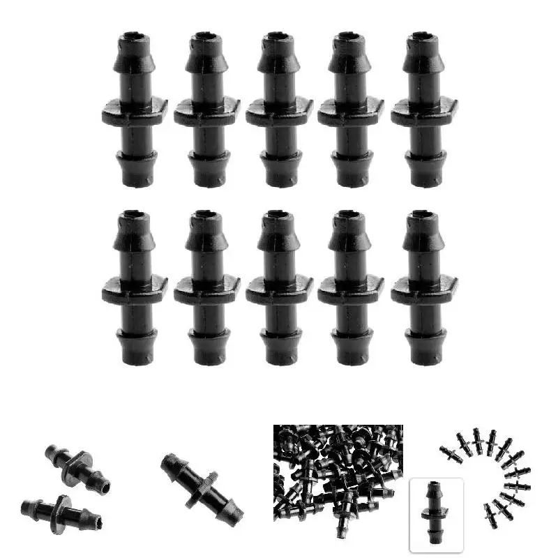 

50 Pcs Barbed Double Way Connector Micro Irrigation 4/7 Watering Tube Joint Pipe Adapter E2S