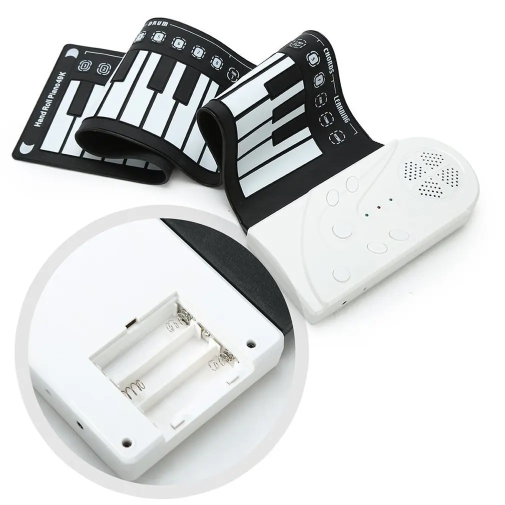 

Portable 49 Key Hand Piano with Speaker Hand Roll Electronic Piano Folding Roll Up Piano 16 Tones 6 Demo 10 Rhythm