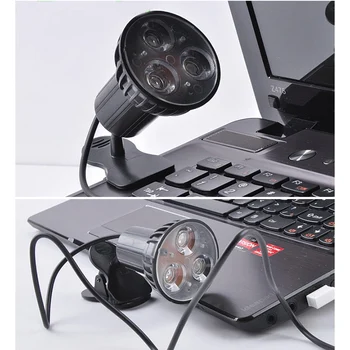

New Super Bright 3 LED Port Clip On Spot USB Light Lamp For Laptop PC Notebook Black