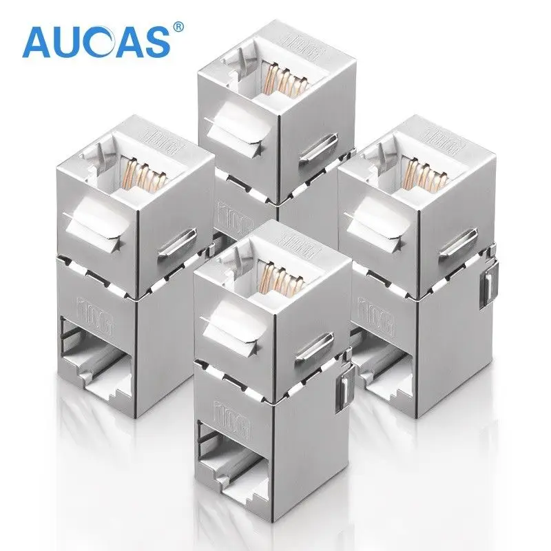 

Aucas RJ45 Coupler Cat7 90 Degree Wall Outlet Plate Modular FTP 8P8C Cable Joiner Extender Adapter