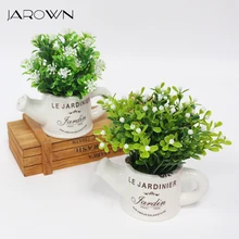 Искусственные пластиковые цветы с керамической вазой милый набор искусственных цветов Домашнее украшение для свадебных цветов украшение