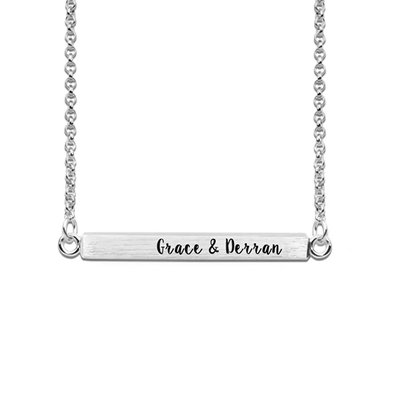 

Personalized Engraved Name in 925 sliver ID Bar Necklace Custom Made with Any Word Letters nameplate necklace Jewelry#SS35