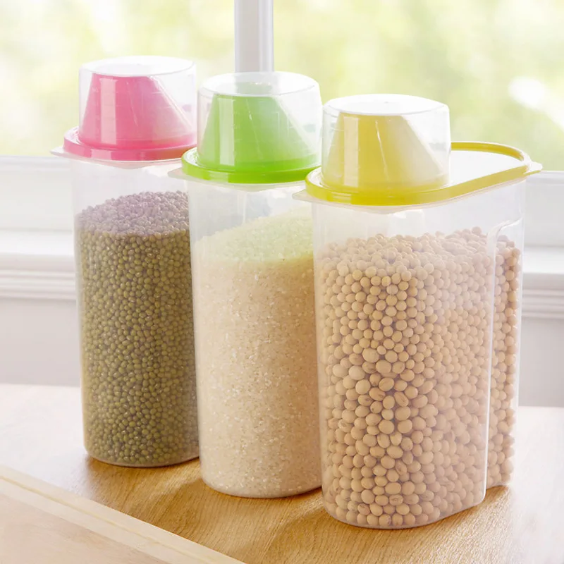 

1pcs 2.5L Large Capacity Kitchen Refrigerator Box Draw Cereal Container Lid Plastic Food Storage Crisper Jars