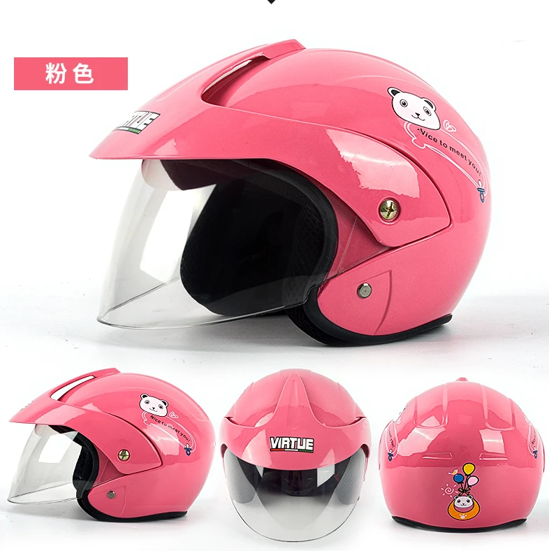 Casques De Moto Pour Enfants Demi Visage Velo Electrique Dessin Anime Quatre Saisons Vente Securite Rose Aliexpress