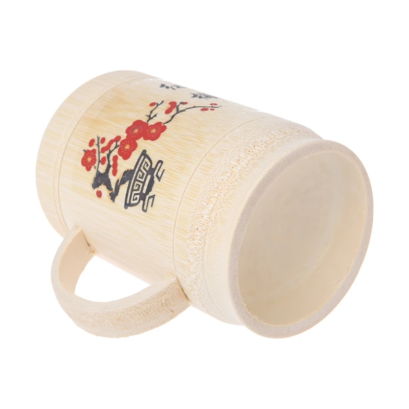 1 шт. ручной работы из натурального бамбука чашка с крышкой набор для чайной воды традиционная китайская живопись чашки для воды 7,7*12,5 см случайный цвет