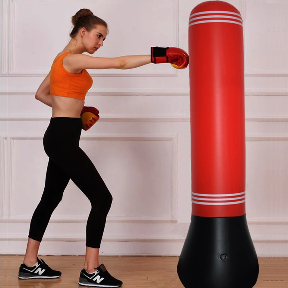 Fitness Punching Bag 150cm/4.9ft 160cm/5.2ft Inflatable Punching Bag Freestanding Kicking Bag De-Stress Boxing Target Sand Bag