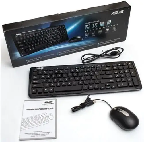 ASUS KM-100 Keyboard And Mouse Combo Official Use USB Wired Ergonomic Design Arc Shaped Edge Asus Laptop Desktop Esports