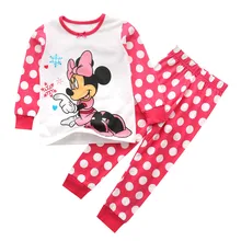 Комплекты одежды для детей, пижамы для девочек, хлопковая одежда для сна с рисунком костюмы горячая Распродажа детская пижама с рисунками, одежда для дома От 2 до 7 лет, комплекты