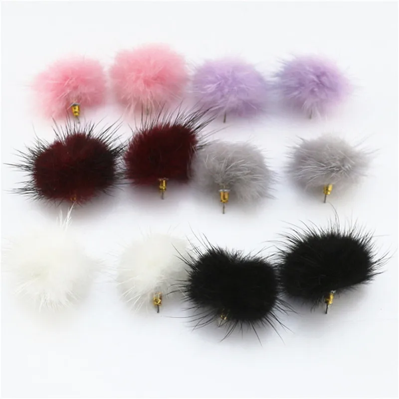 

2018 New European and American simple mink hair ball earrings fashion pop earrings wholesale