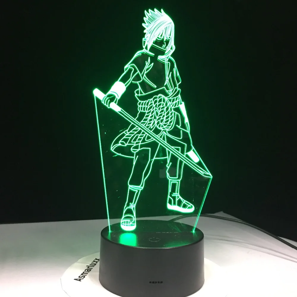 Sasuke Naruto 3D Night Light Modelling Lighting Fixtures 7 Color Changing Led Kids Bedside Visual A