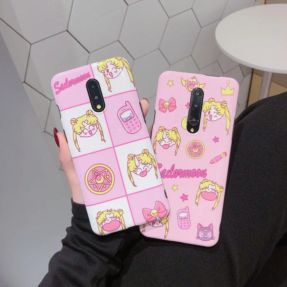 

Cartoon Sailor Moon Phone Lanyard Pink Cases for OnePlus 7 / 7 Pro Shiny Soft Silicone Case Cover Straps for OnePlus 7 Pro 5G