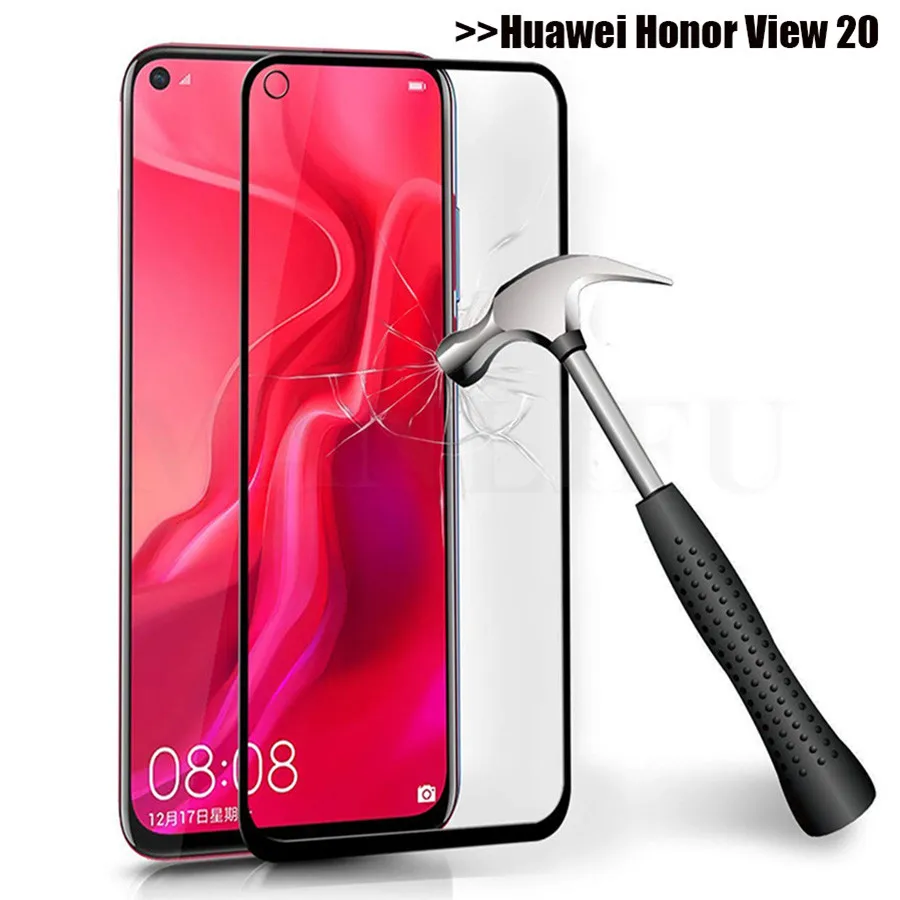 Полное покрытие защитное закаленное стекло для Huawei Honor View 20 Защитная пленка