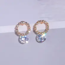 Новые трендовые Золотые круглые серьги-гвоздики с кубическим цирконием и кристаллами для женщин, классические элегантные свадебные ювелирные изделия, подарок для женщин, WX199