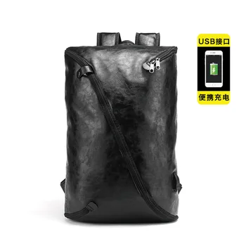 

012118 new hot man fashion PU leather backpack teenager school bag