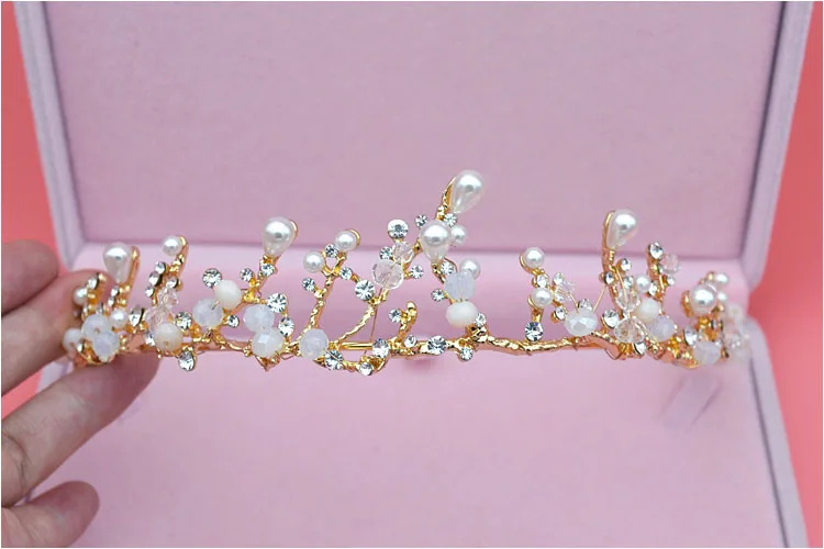 Bridal Jewelry Set Rhinestone Crystal Gold Tiara Silver Crown Earrings for Wedding Necklace Set Accessories Bride Luxury Jewelry (6)