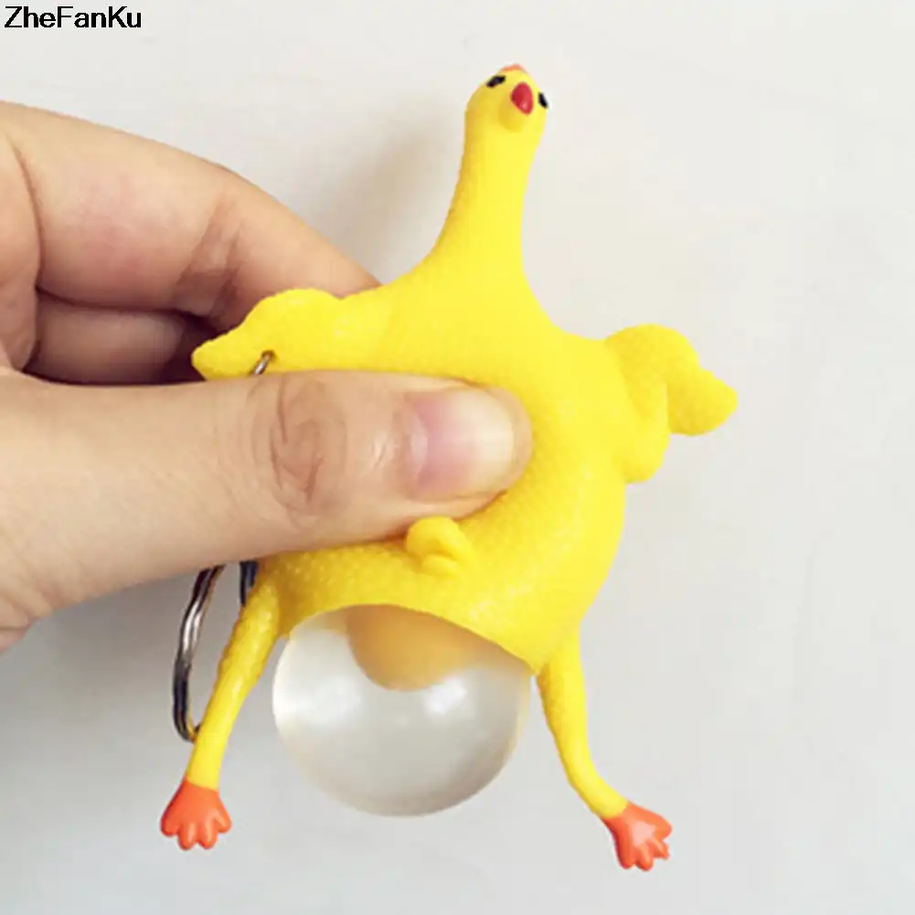 1 pc Criativo Splat Bola Ventilação Brinquedo Engraçado Galo Põem Ovos Anti Stress Produtos de Frango Com Imprensa Ovo de Galinha Tem ovo Da Novidade Keychain