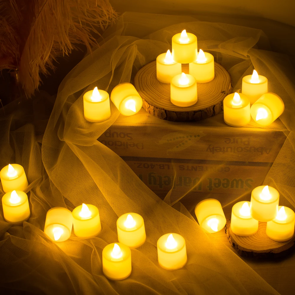 24 шт. беспламенная Светодиодная свеча Батарея работает Чай мерцающий свет свадебное торжество