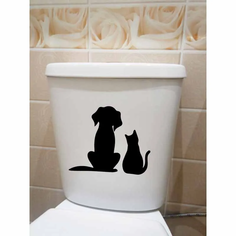 YOJA 23.8X19.6CM Наклейка на стену с милой собачкой и кошачьего туалета Стикеры жизни