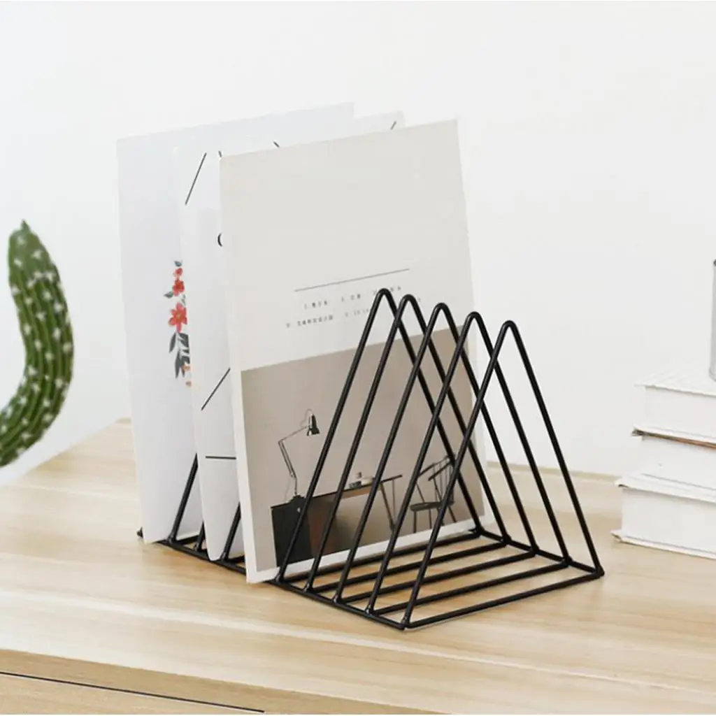 Irregular/Triangle File Organizer Wire Collection Desktop Iron Storage Rack Bookshelf Magazine Holder for Office Home Decoration