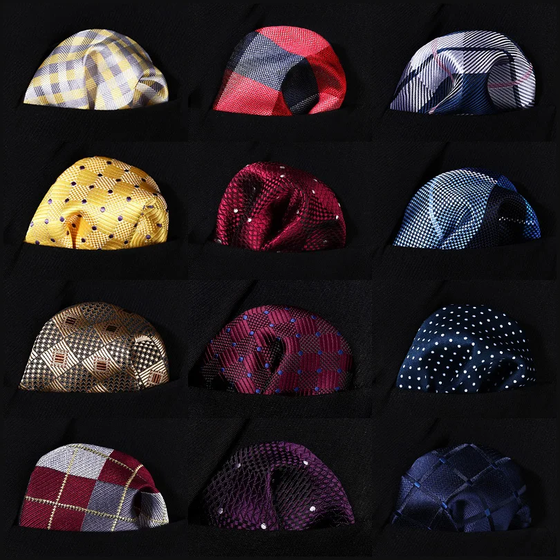 Горошек проверьте мужчин Silk Pocket Square Hanky Свадьба платок# B9 платок классический свадьбу