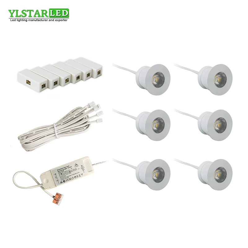 

YLSTAR New design AC85-265V recessed 6x4W mini Led Spotlight set Cabinet Spot Light for Ceiling Recessed Lamp 2 year warranty