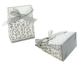 Качественная Золотая Серебряная конфетная бумага коробка с лентой свадебный подарок конфетные сумки сахарный Золотой корпус день