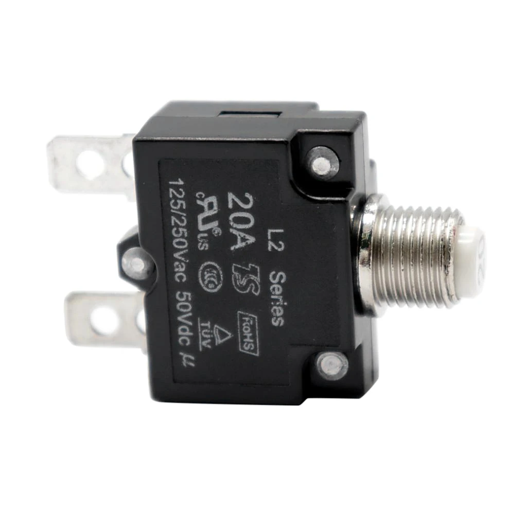 12V-24V Push Button Resettable Circuit Breaker with 2 Quick Terminals 20AMP High Sensitivity Overload Protection