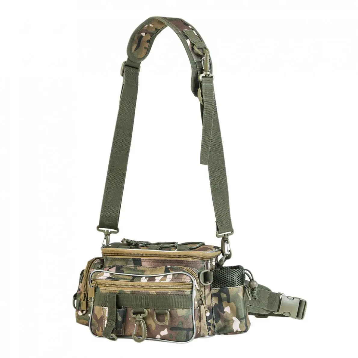 

34x17x16cm Outdoor Camouflage Fishing Reel Lure Photography Camera Storage Bag Waist Shoulder Messenger Fishing Bag